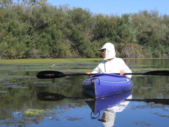 in a kayak on the Delta